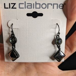 Liz Claiborne Black Crystal Dangle Earrings